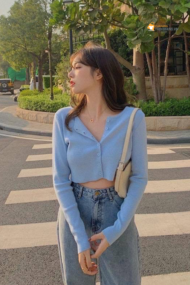 Áo cardigan croptop trẻ trung