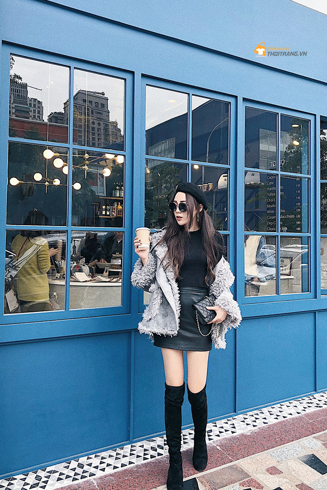 Phối đồ với boot cao cổ sang chảnh